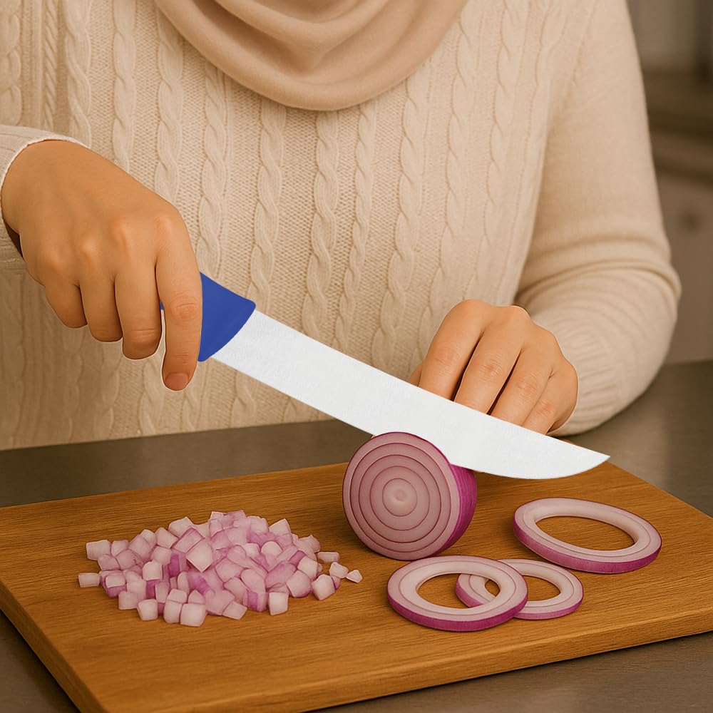 Professional Skinning Knife – 10-Inch Stainless Steel Blade with Blue Textured Polypropylene Handle – Heavy-Duty & Sharp