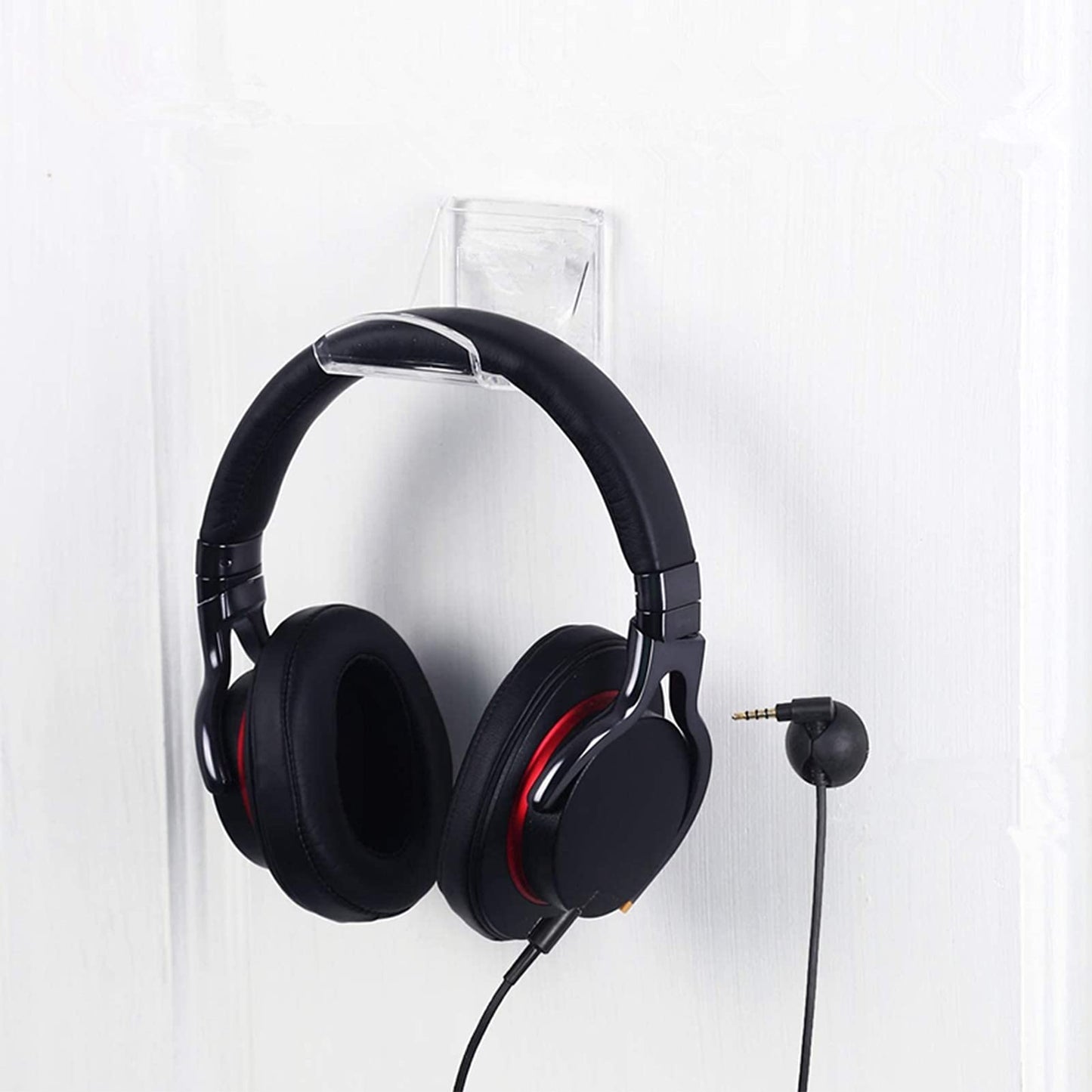 2 Pack Adhesive Wall Mount Headphone Stand, Clear Acrylic Headset and Controller Holder, No-Drill Universal Hanger for Gaming Headsets, Desks, and Walls
