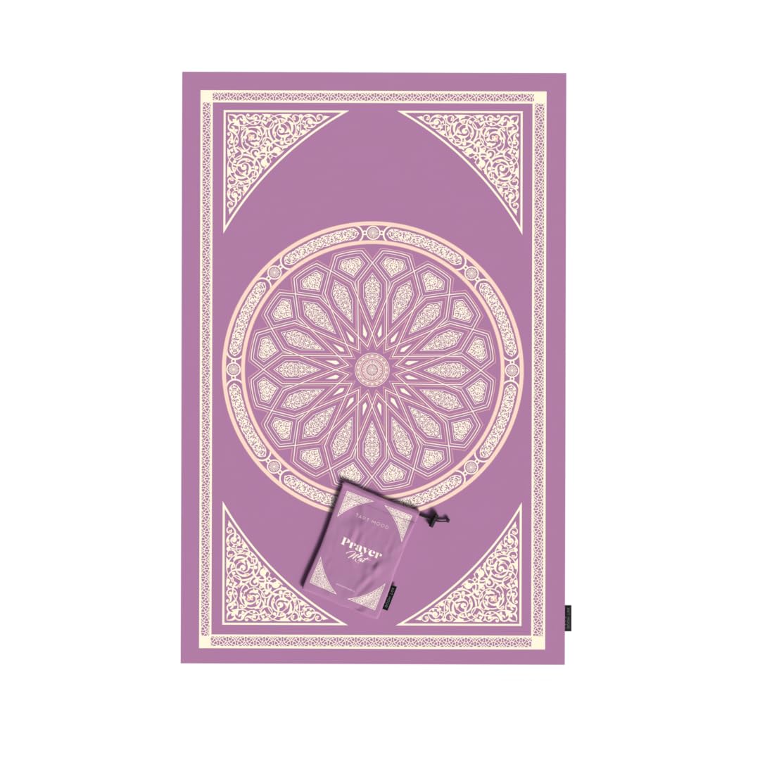 Al-Qubba Portable Prayer Mat, a Waterproof and Lightweight Travel Rug, Compact and Foldable to Pocket Size, Pastel Purple, a perfect Janamaz for Muslim Prayer (Salah) anywhere