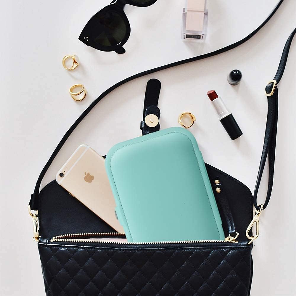 Jewelry Box Organizer, Travel Jewelry Case PU Leather Portable Jewelry Storage Box for Women and Girls Earring Rings Necklace Bracelets Accessories, Double Layer (Blue)