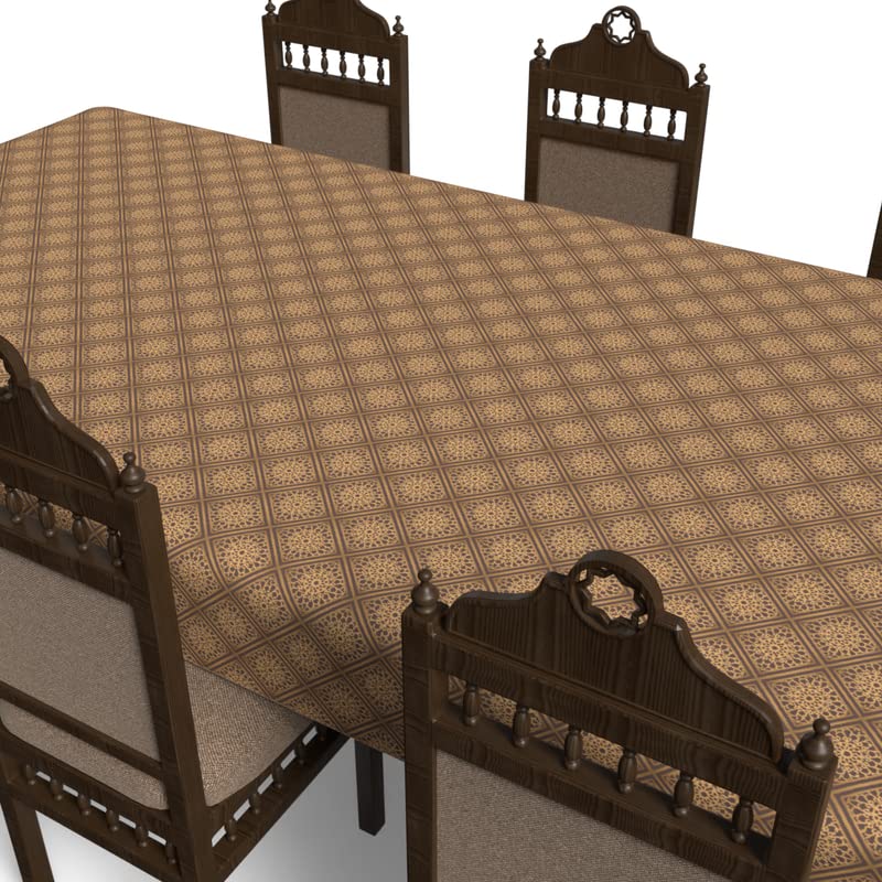 Islamic Era Waterproof Tablecloth, a Multicolor 140x300 cm Rectangular Table Cover of Spillproof Polyester with a Traditional Pattern, a Durable Protector for Elegant, Festive Dining