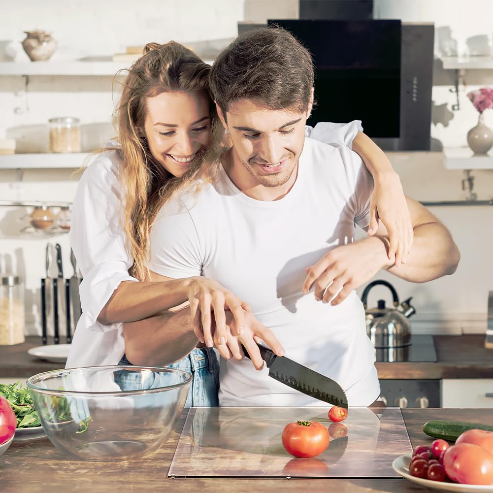 Large Clear Acrylic Cutting Board with Counter Lip (44.5x34.3cm), Non-Slip See-Through Chopping Board and Countertop Protector, Modern Kitchen Essential and Decor Gift
