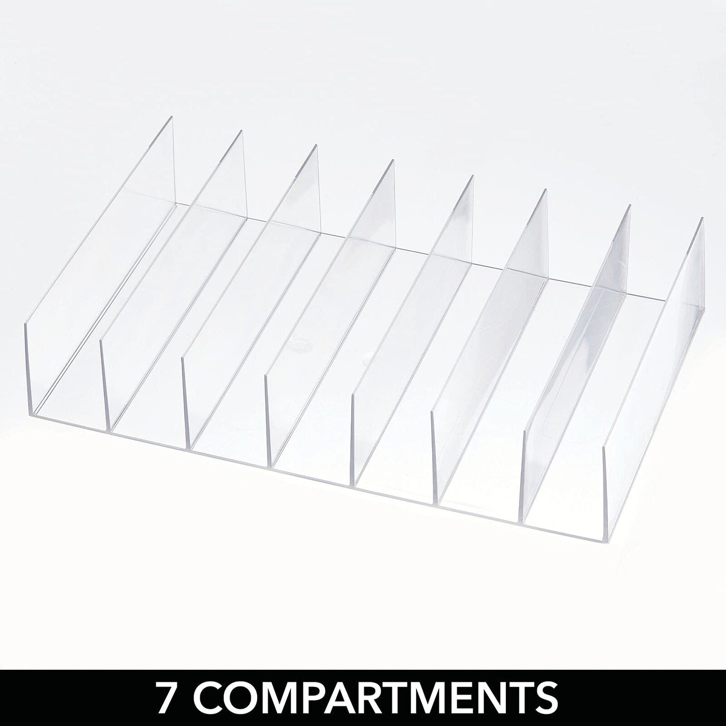 Clear Acrylic Divided Clutch Organizer, Closet Shelf Storage for Purses, Wallets, and Accessories, 7 Sections, 2-Pack