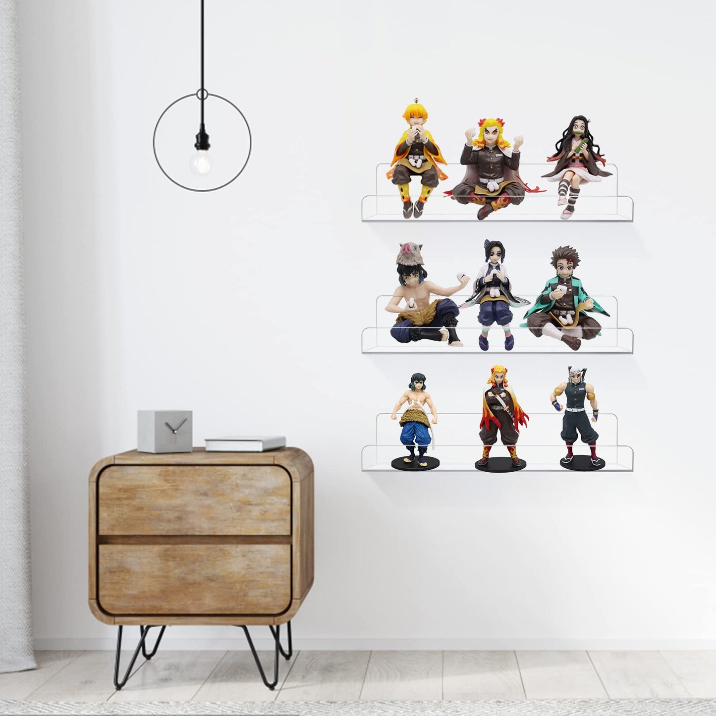 6 Pack Clear Acrylic Floating Shelves for Wall – 38.1 cm Invisible Ledge and Bookshelf, Modern Display Rack for Spices, Nail Polish, Records, and Funko Pop Figures