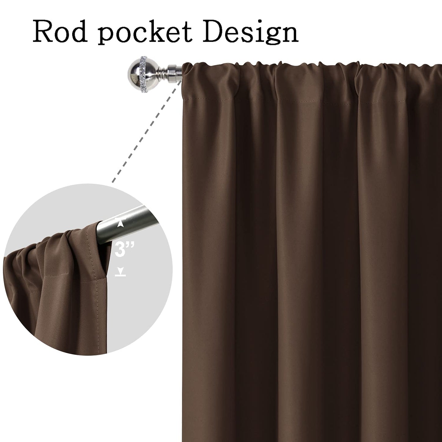 Blackout Curtains for Bedroom - Thermal Insulated Room Darkening Noise Reducing- cover pocket design - 1 panel with tie-pack