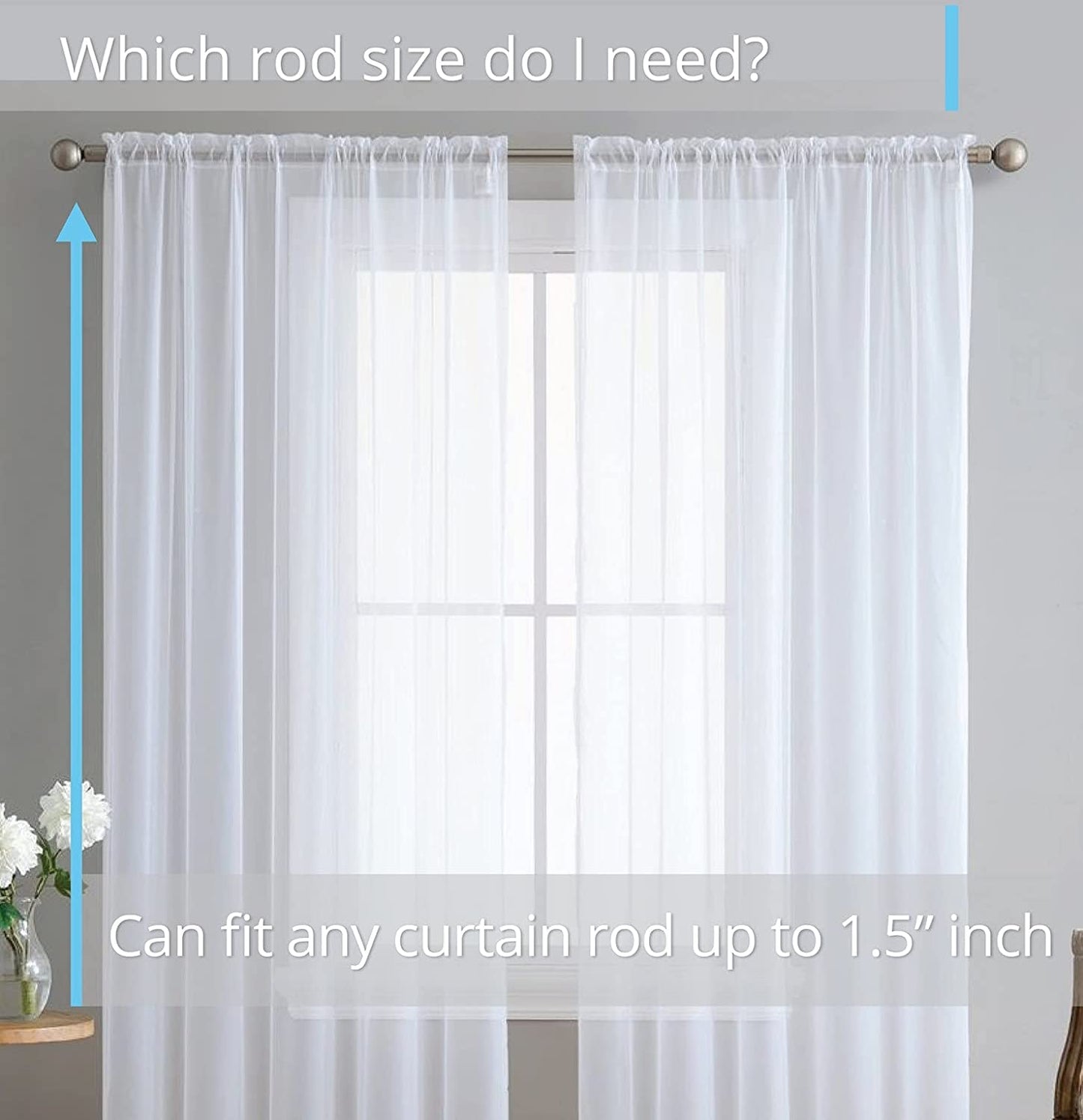 Elegant Voile Chiffon Curtains - Rod Pocket Design - Luxury Soft Fabric 1 Panel