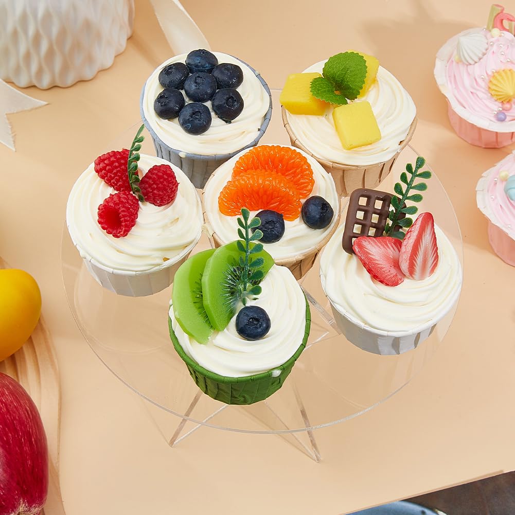 Acrylic Cake Display Stand Set, Clear Round Food Riser, 20cm x 8cm Cupcake Holder for Dessert Table, Transparent Pastry Stand for Parties Wedding Buffet Candy Display