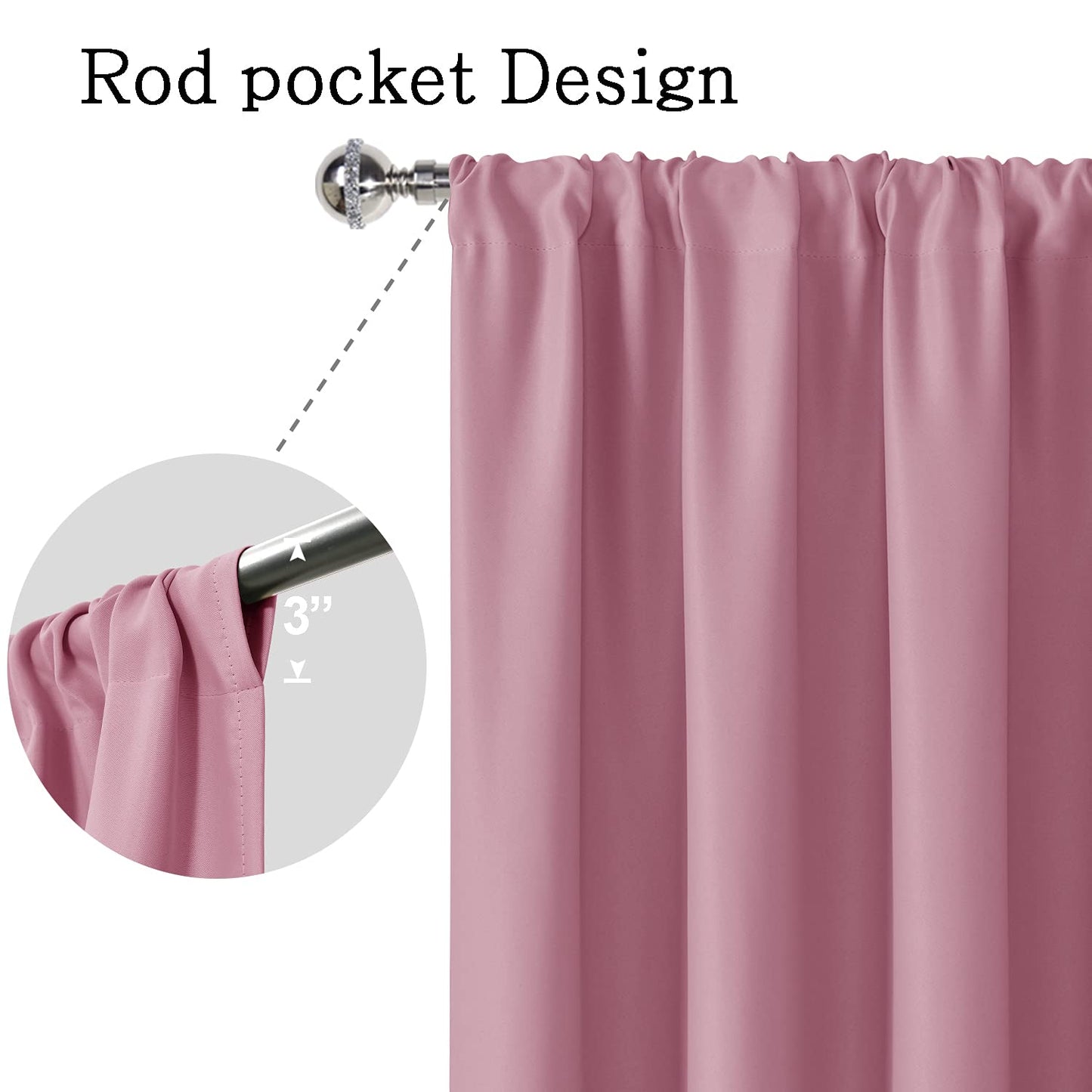 Blackout Curtains for Bedroom - Thermal Insulated Room Darkening Noise Reducing- cover pocket design - 1 panel with tie-pack
