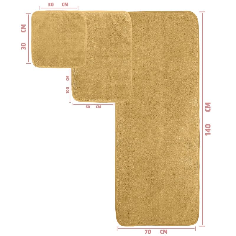 4-Piece Towel Set, 100% Cotton ? Includes 1 Bath Towel 140 cm x 70 cm, 1 Hand Towel 100 cm x 50 cm, 2 Washcloths 30 cm x 30 cm, Quick Dry, Super Soft, Highly Absorbent, No Fade