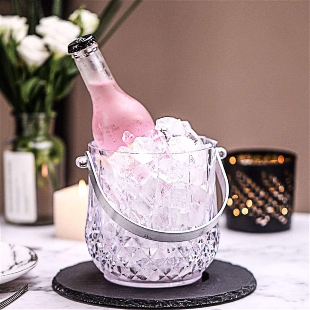 Glass Crystal Ice Bucket with Clips, Premium Clear Design, Elegant for Parties, Weddings, and Events, Durable and Versatile for Ice Storage and Serving