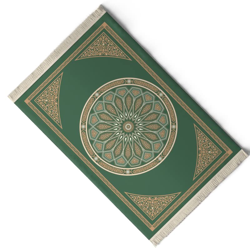 Velvet Prayer Mat in a rich Green, 68x117 cm, a luxurious rug with an elegant dome design, made from soft velvet to provide a comfortable surface for your daily prayers