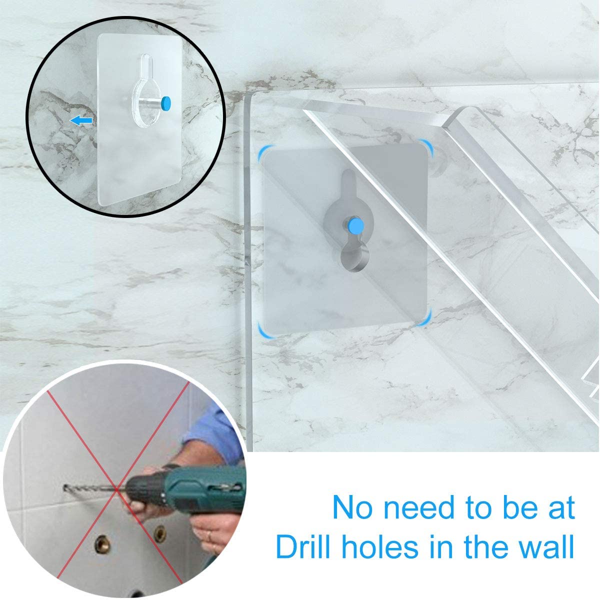 Acrylic Shower Caddy, Clear Bathroom Organizer with Suction Cups, No Drill Rustproof Shelf for Shampoo Bottles, Conditioner, Soap, and Bath Essentials, 28 x 12 cm, Clear
