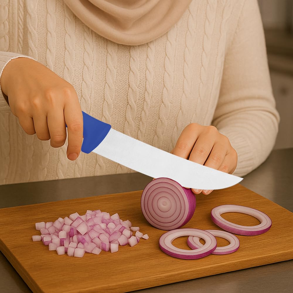 Professional Skinning Knife – 8-Inch Stainless Steel Blade with Blue Textured Polypropylene Handle – Ideal for Butchering
