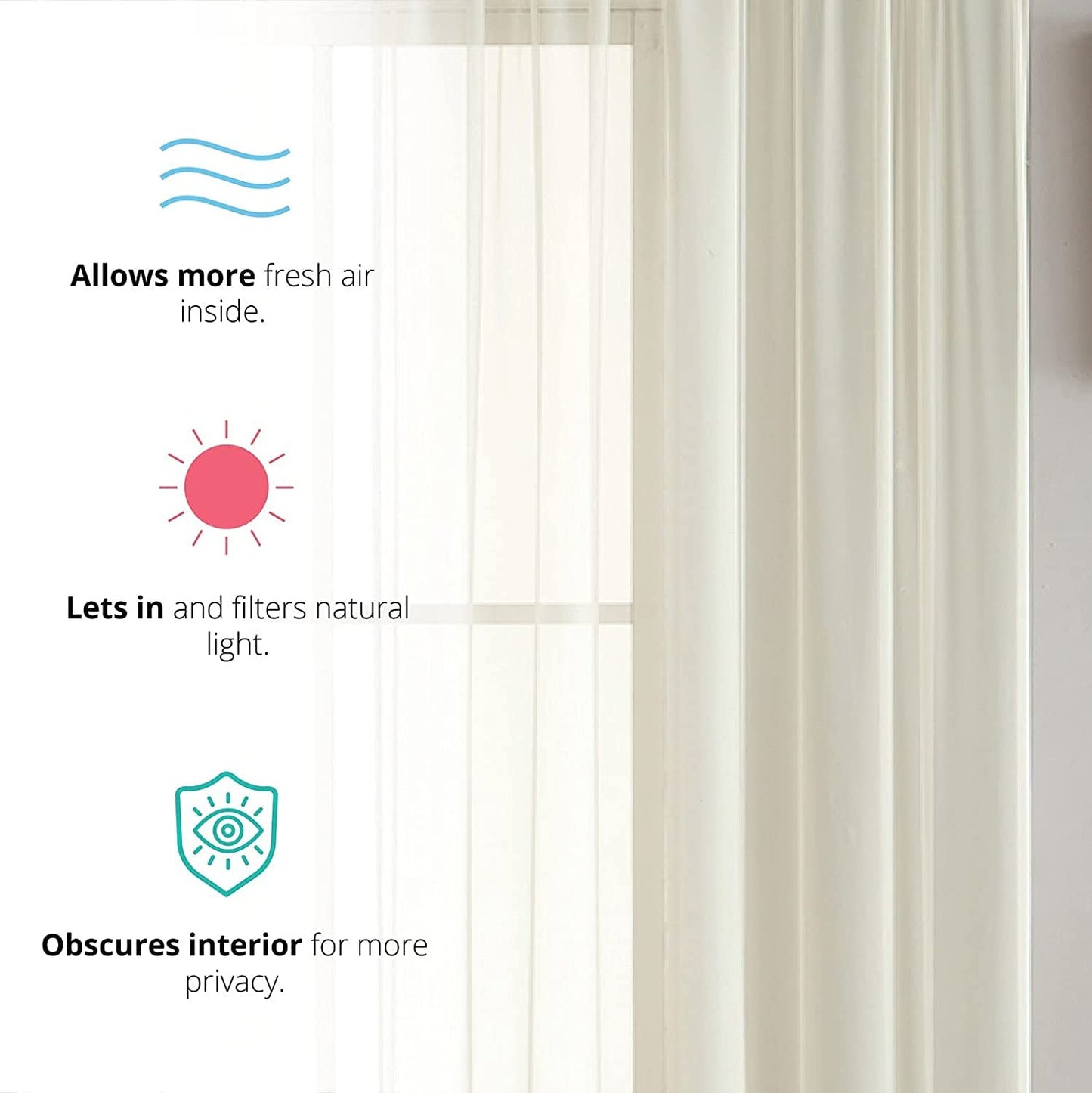 Elegant Voile Chiffon Curtains - Rod Pocket Design - Luxury Soft Fabric 1 Panel