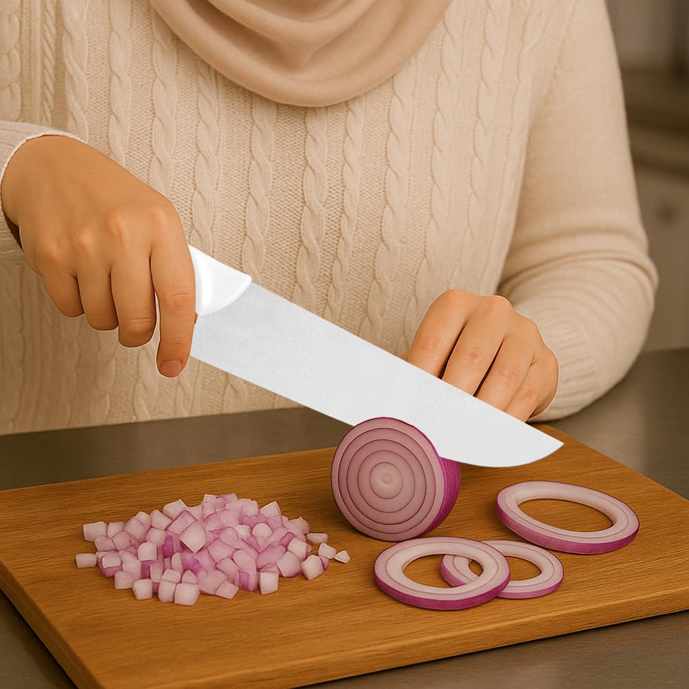 Professional Regular Curved Butcher Knife, 10-Inch Size, White