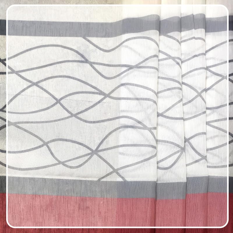 Modernistic Linen Curtain Panel - Crosswise Striped Sheer - Semi-Transparent - Steel Grommets - 1 Piece