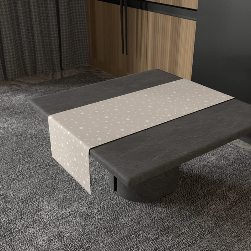 Hazel 2 Velvet Table Runner in Beige & Blue, a 35x140 cm Plush Decorative Centerpiece with a Sophisticated and Modern Neutral Design, brings a Luxurious Feel to a Chic Dining Table