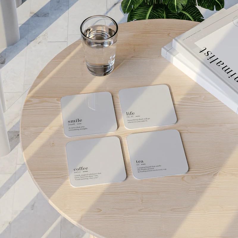 Acrylic Coaster Set of 4, 9×9 cm, Heat and Moisture Resistant Drink Coasters, Mountain Landscape Design, Acrylic for Coffee Tables Desks Dining Decor, Set of Decorative Mats