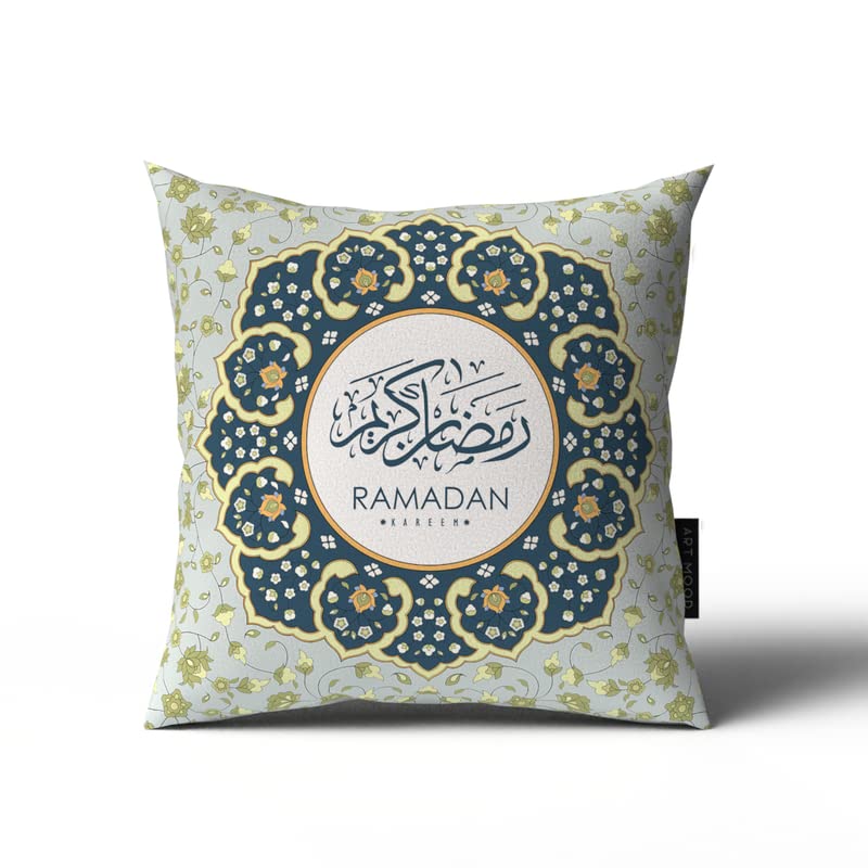 Islamic Unique Rak Throw Pillow Cover, a culturally rich cushion case with an intricate multi-color design, 40x40 cm, perfect for enhancing your sofa with a touch of traditional artistry