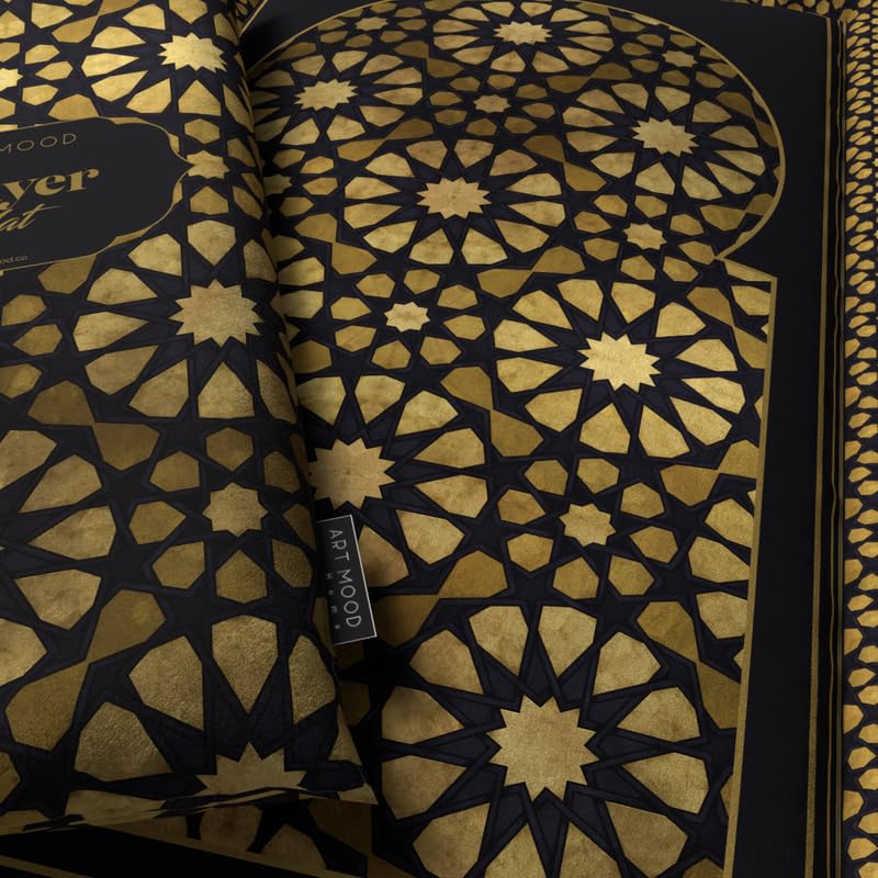 Padded Prayer Rug for Kids in premium Gold and Black velvet, 57x95 cm, a soft and comfortable mat with a timeless design, perfect for making a child's prayer time special