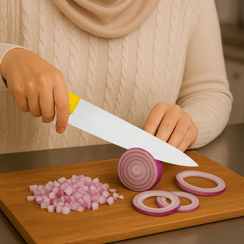Professional Meat Knife – 10-Inch Stainless Steel Blade with Yellow Textured Polypropylene Handle – Heavy-Duty Design