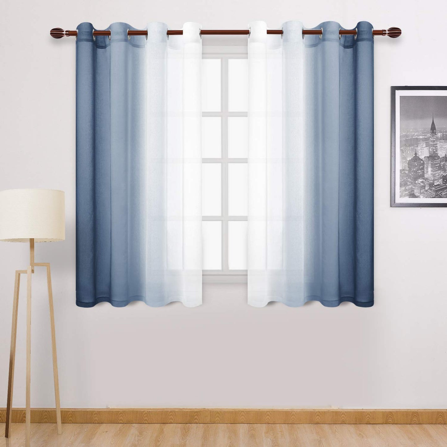 Modern Design Voile chiffon Curtains - Gradient colours- steel Grommets - 2 pieces - for living rooms and bedrooms
