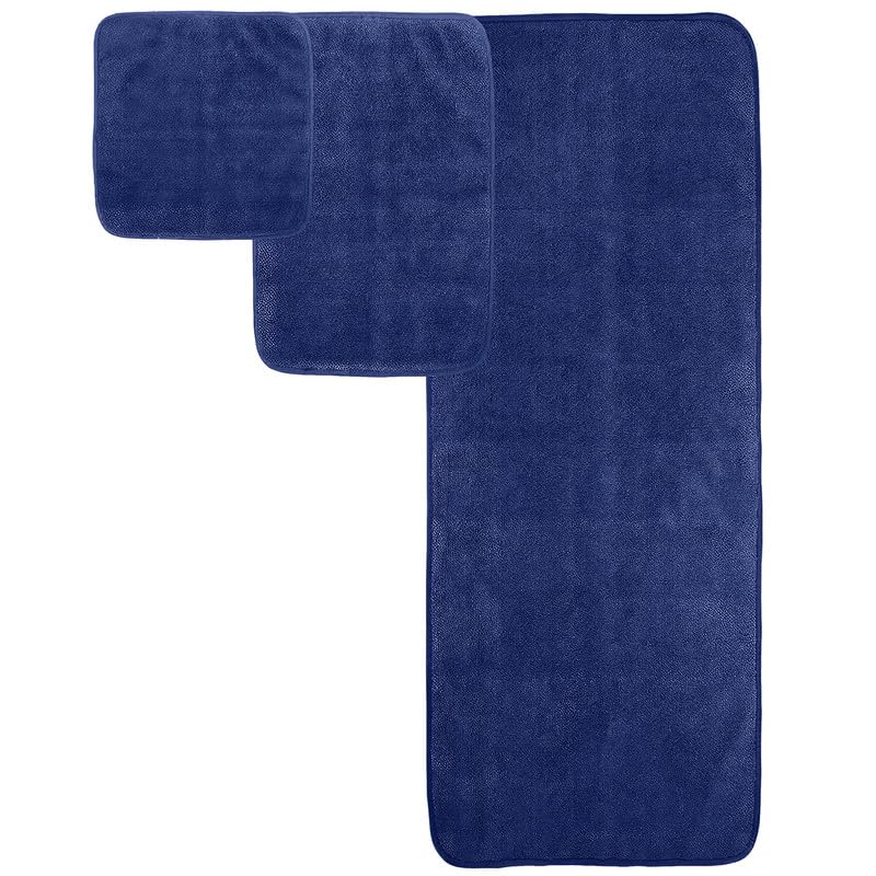 4-Piece Towel Set, 100% Cotton ? Includes 1 Bath Towel 140 cm x 70 cm, 1 Hand Towel 100 cm x 50 cm, 2 Washcloths 30 cm x 30 cm, Quick Dry, Super Soft, Highly Absorbent, No Fade, Navy Blue
