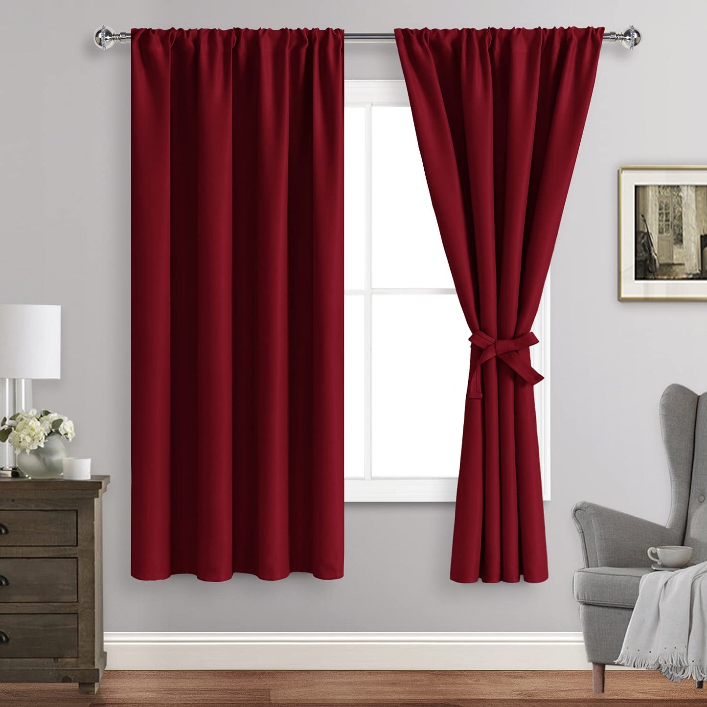 Blackout Curtains for Bedroom - Thermal Insulated Room Darkening Noise Reducing- cover pocket design - 1 panel with tie-pack