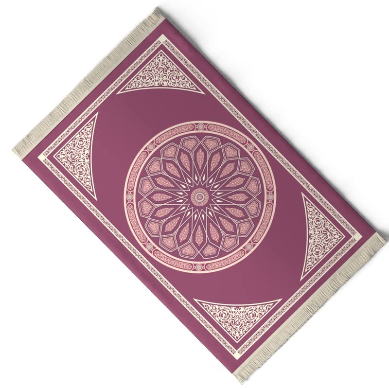 Velvet Prayer Mat in a deep Purple, 68x117 cm, a luxurious and soft rug with a classic dome design, perfect for creating a comfortable and dedicated space for your daily prayers