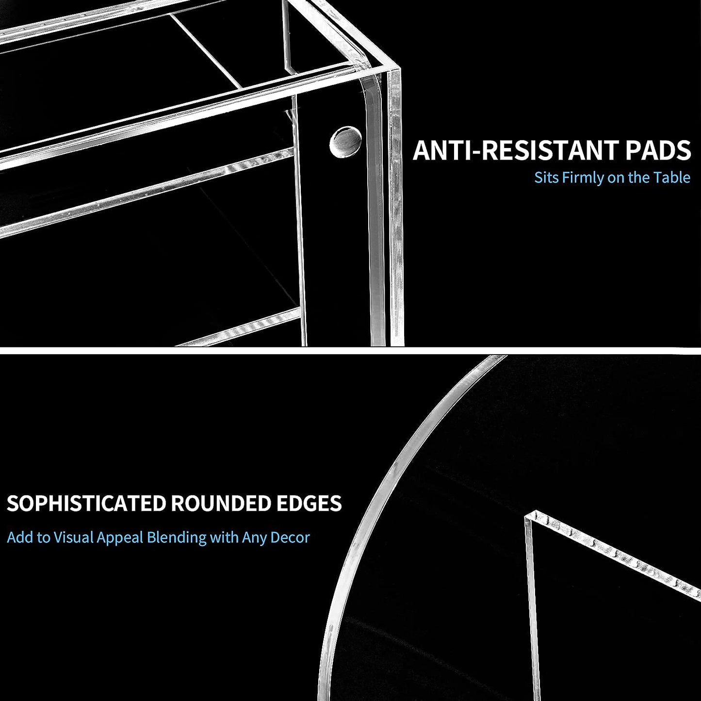 Minimalist Acrylic Desk Organizer and File Sorter, Transparent Desktop Storage Solution with 3 Vertical Slots and 1 Integrated Drawer for Home and Office, Sleek Modern Design