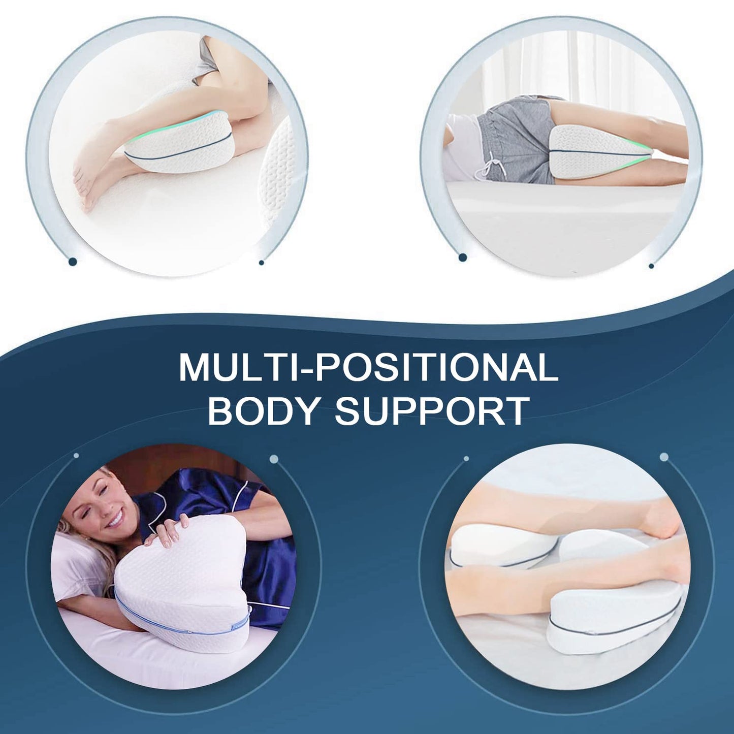 وسادة ركبة لمن ينامون على جانبهم، وسادة ساق تقويمية لتخفيف الألم، تصميم مريح لمحاذاة الورك والعمود الفقري والمفاصل، إسفنج ميموري فوم، غطاء قابل للغسل وجيد التهوية، مثالية لنوم مريح