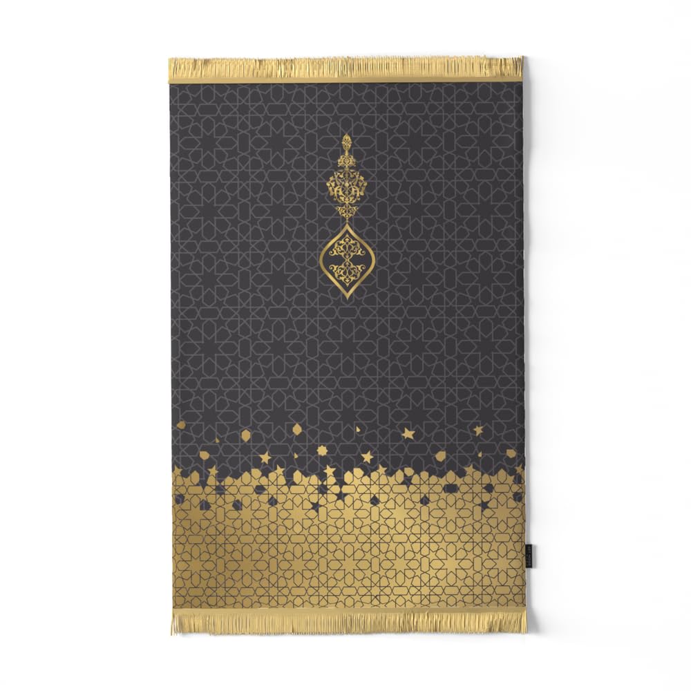 Al Hudda Soft Premium Velvet Prayer Mat - Prayer Rug Designed With Classic And Islamic Art Inspiration - High-Quality Soft, Comfortable