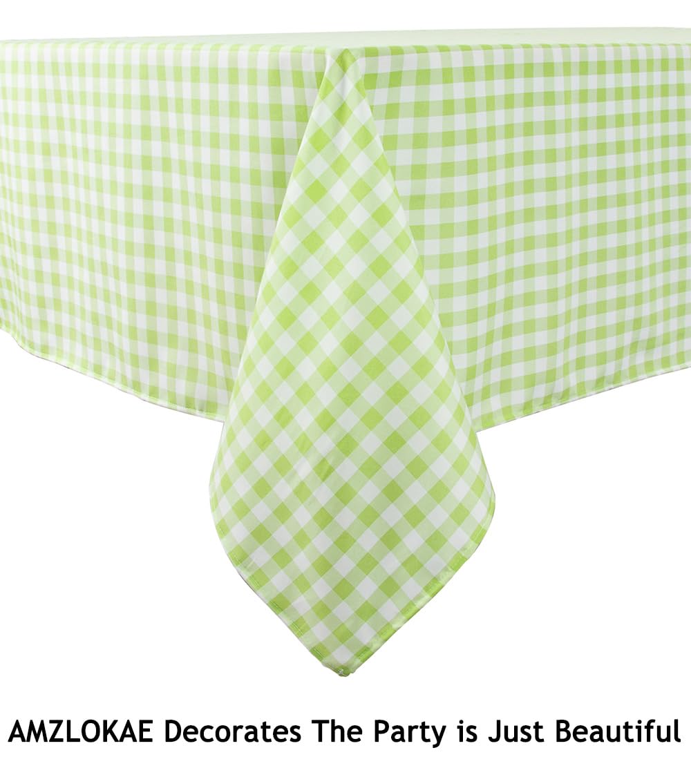AMZLOKAE Gingham Tablecloth Buffalo Plaid Green White 50''x72'' Checkered for Dining Room Rustic Lattice Farmhouse Wedding Party Decoration