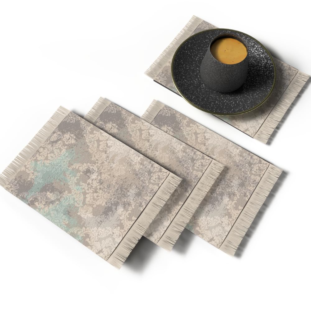Rug Coaster - Elegant and Durable Mini Rug Coasters for Coffee Table, Dining, and Home Decor - Ultra-Soft Microfiber Polyester - Set Of 4
