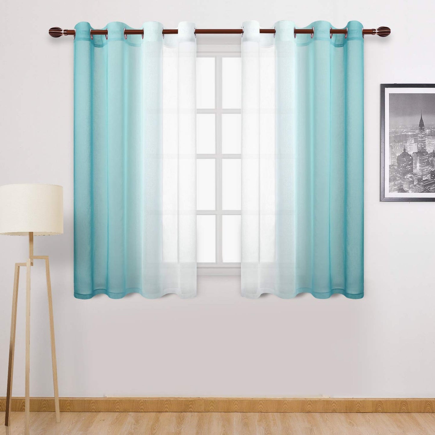Modern Design Voile chiffon Curtains - Gradient colours- steel Grommets - 2 pieces - for living rooms and bedrooms
