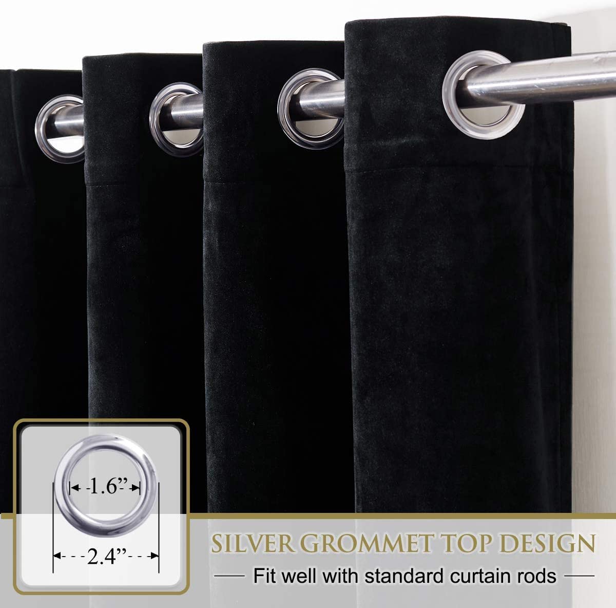 Elegant Velvet Curtains - Thermal Insulated Curtains for Living Room,steel Grommets - Light Blocking Shades - 2 panels