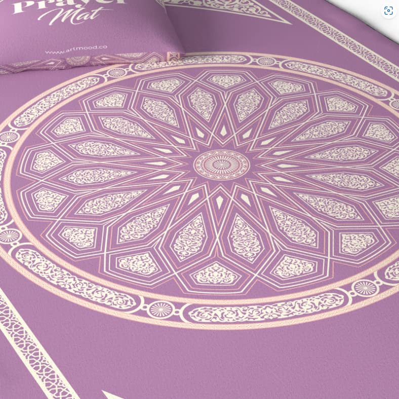 Velvet Prayer Mat in Pastel Purple, 68x117 cm, a soft and luxurious rug with a beautiful dome design, providing a comfortable and aesthetically pleasing space for prayer