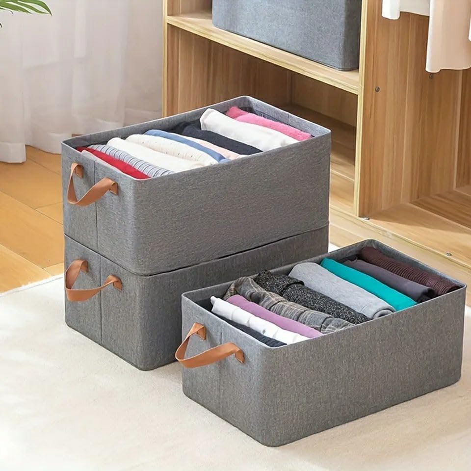 Fabric Wardrobe - Washable Clothes Closet Organizer with Metal Reinforced Shelf & Sturdy Handles for Home Storage & Organization - Grey
