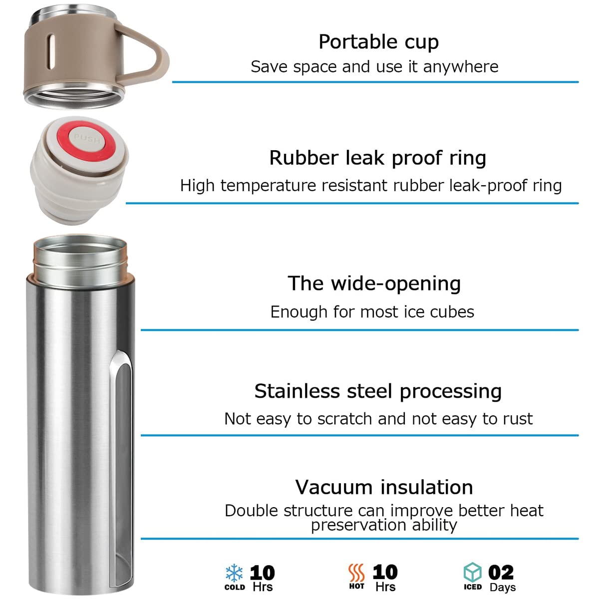 Coffee Thermos Stainless Steel Vacuum-Insulated Water Bottle, 500ml, Double-Wall Thermal Flask, Hot and Cold Beverage Container, Ideal for Travel and Office Use