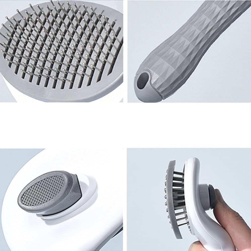 Domkim Self-Cleaning Slicker Dog & Cat Brush, Slicker Pet Grooming Combs, Shedding Grooming Tools - Gently Removes Loose Undercoat, Fur, Dirt, Mats and Tangled Hair (Grey)