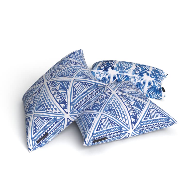 Glam Set Canvas Cushion Cover in Blue & White, a durable decorative pillow with a chic and sophisticated pattern, 40x40 cm, designed to bring a touch of modern glamour to your home decor