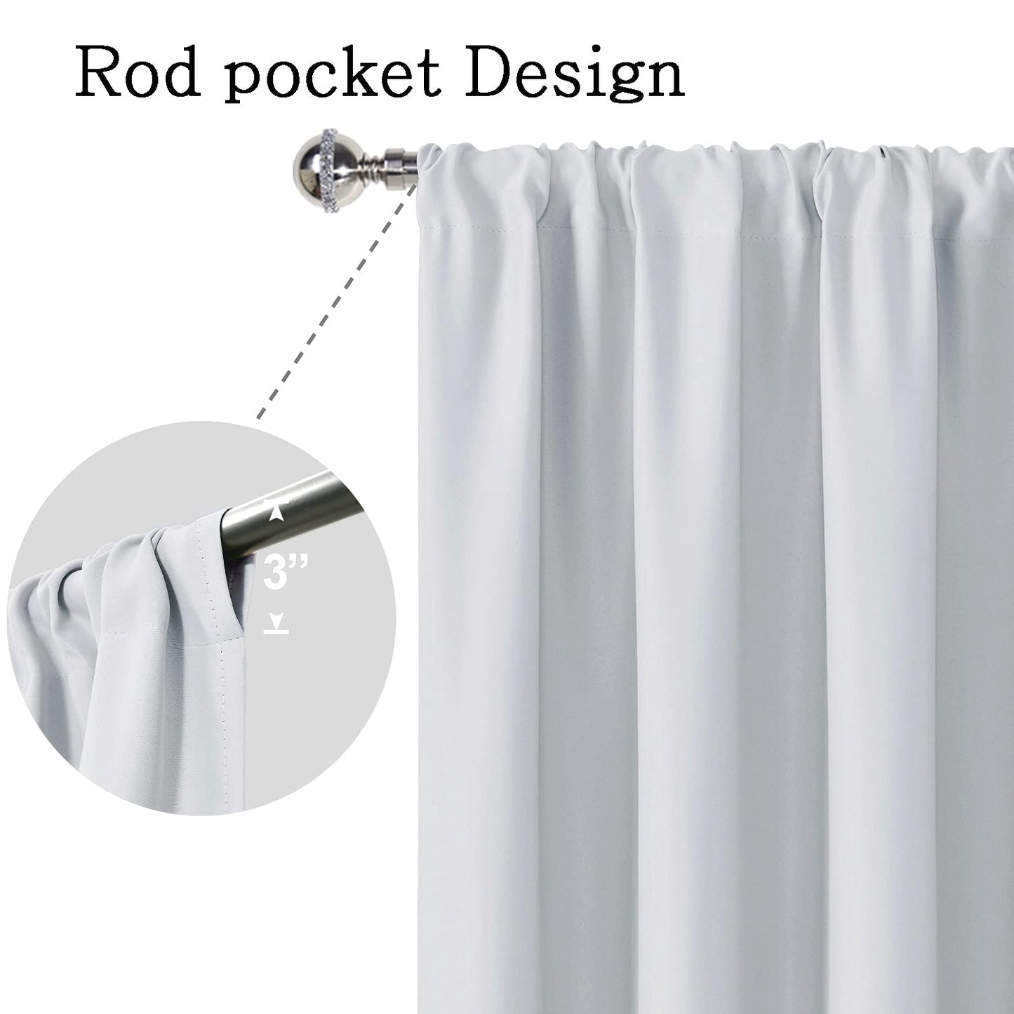 Blackout Curtains for Bedroom - Thermal Insulated Room Darkening Noise Reducing- cover pocket design - 1 panel with tie-pack