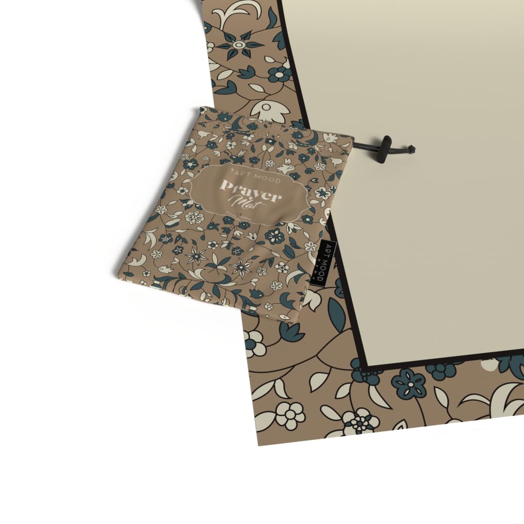 Al-Qubba Portable Prayer Mat, a Waterproof, Lightweight, and Compact Pocket-Sized Travel Rug, Beige, perfect for Muslims on the go, ensures a clean and comfortable surface for daily Salah