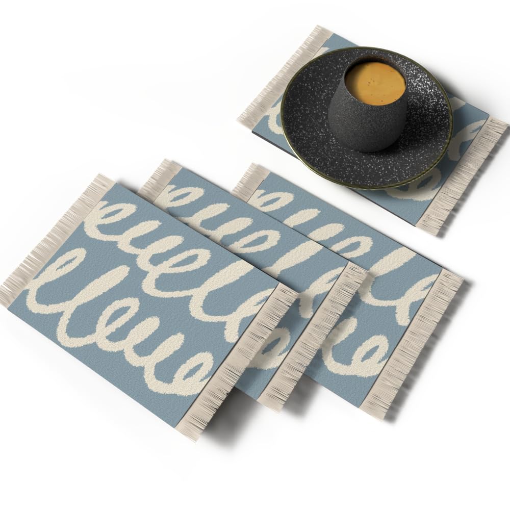 Rug Coaster - Elegant and Durable Mini Rug Coasters for Coffee Table, Dining, and Home Decor - Ultra-Soft Microfiber Polyester - Set Of 4