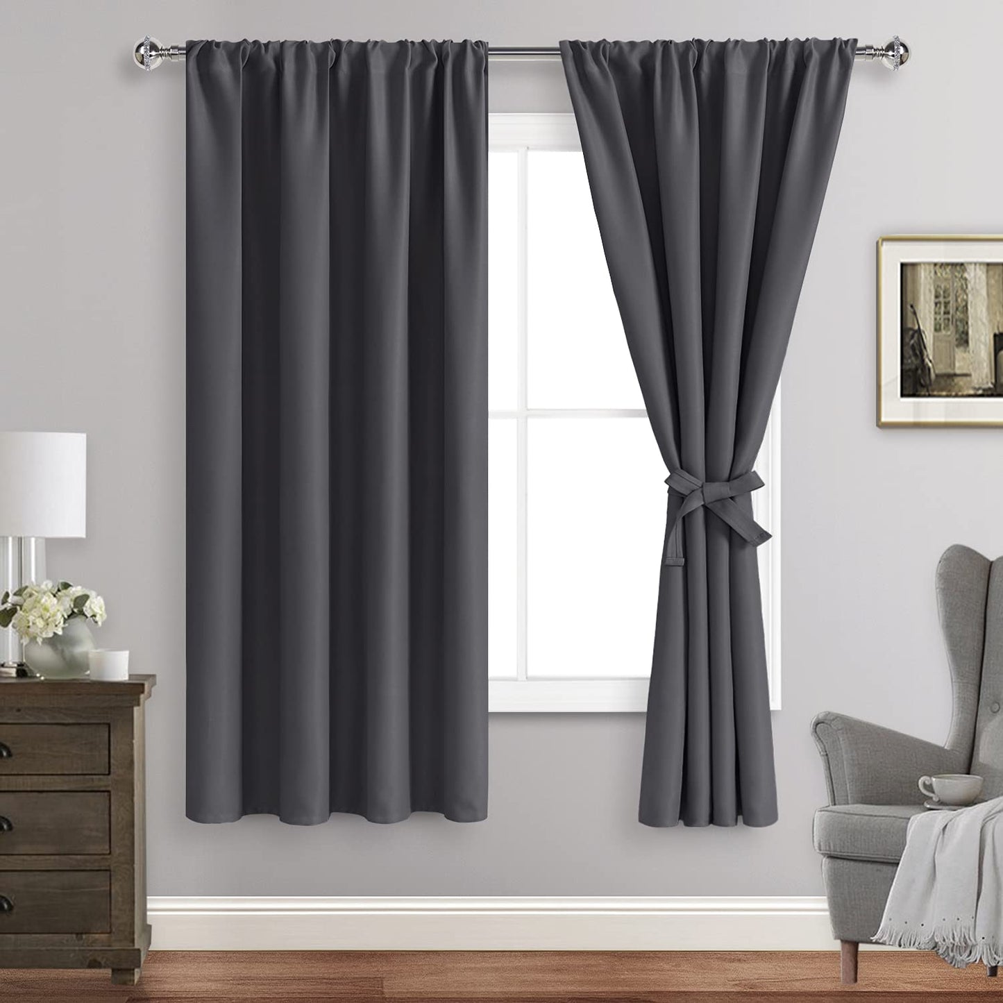 Blackout Curtains for Bedroom - Thermal Insulated Room Darkening Noise Reducing- cover pocket design - 1 panel with tie-pack