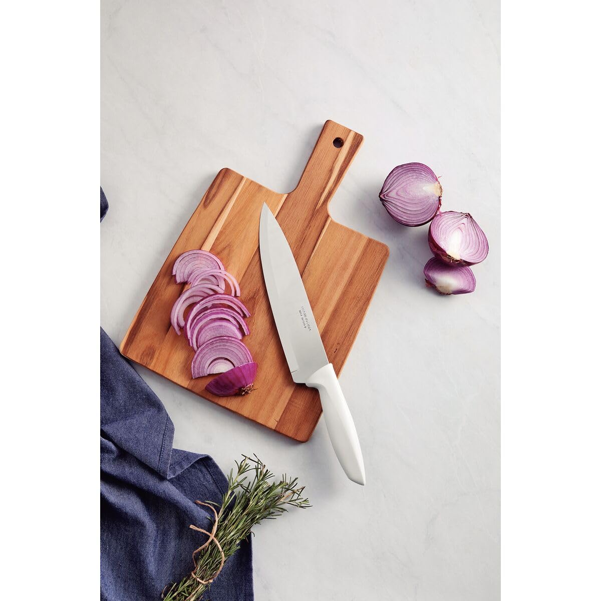 Plenus Stainless Steel Chef Knife with Handle, 8-Inch Blade, White