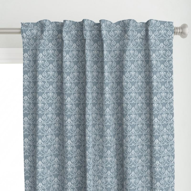 Linen Curtain Panel, Meadow Breeze Printed Light-Filtering Fabric with Back Tab Hanging, Elegant Rustic Style for Living Bedroom or Dining Room, 1 Piece