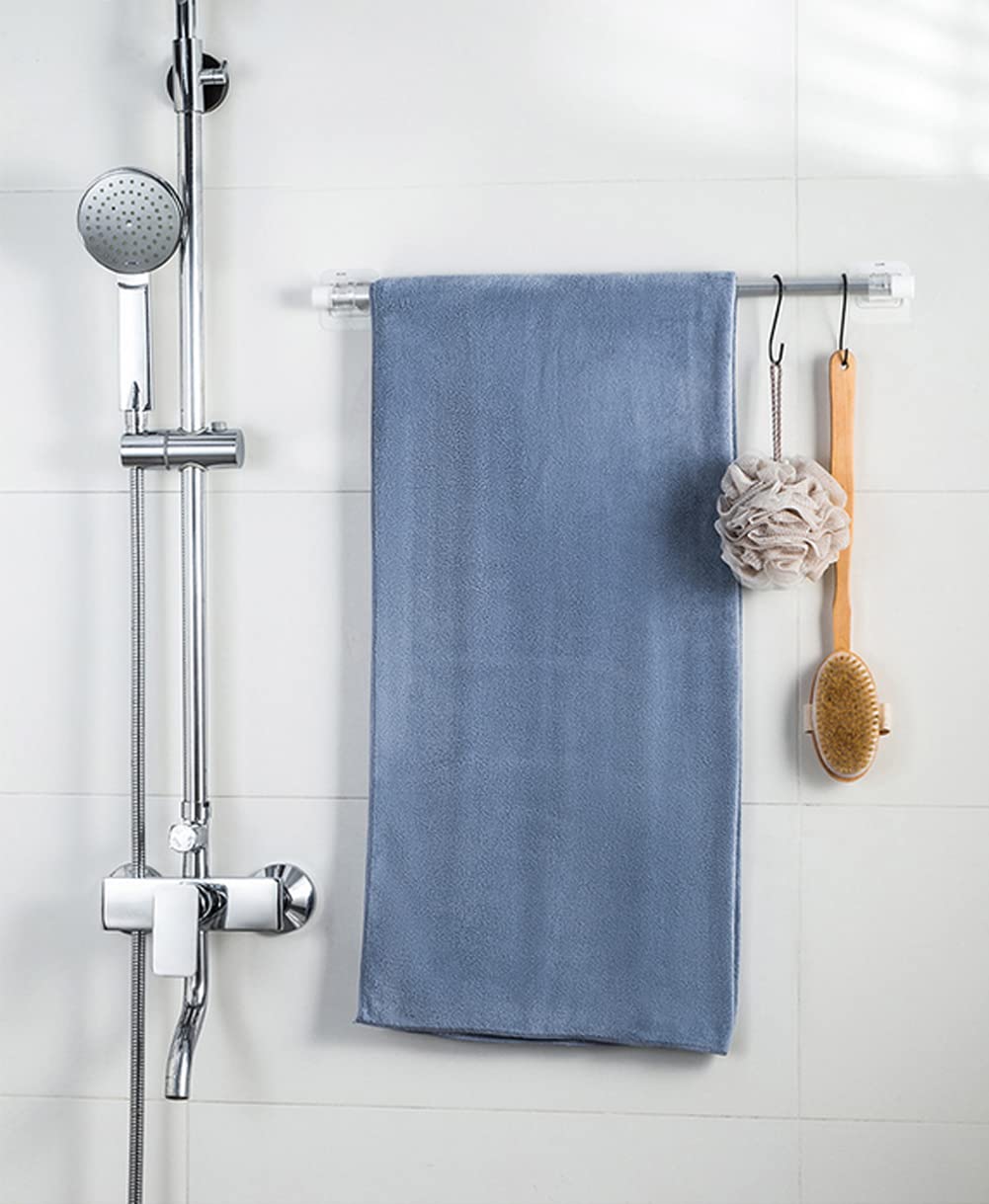 ericotry 2PCS Curtain Rod Brackets Self Adhesive Drapery Hook Holders Nail Free Curtain Rod Hooks Wall Brackets Towel Rod Hooks for Bathroom Home and Hotel (Transparent)