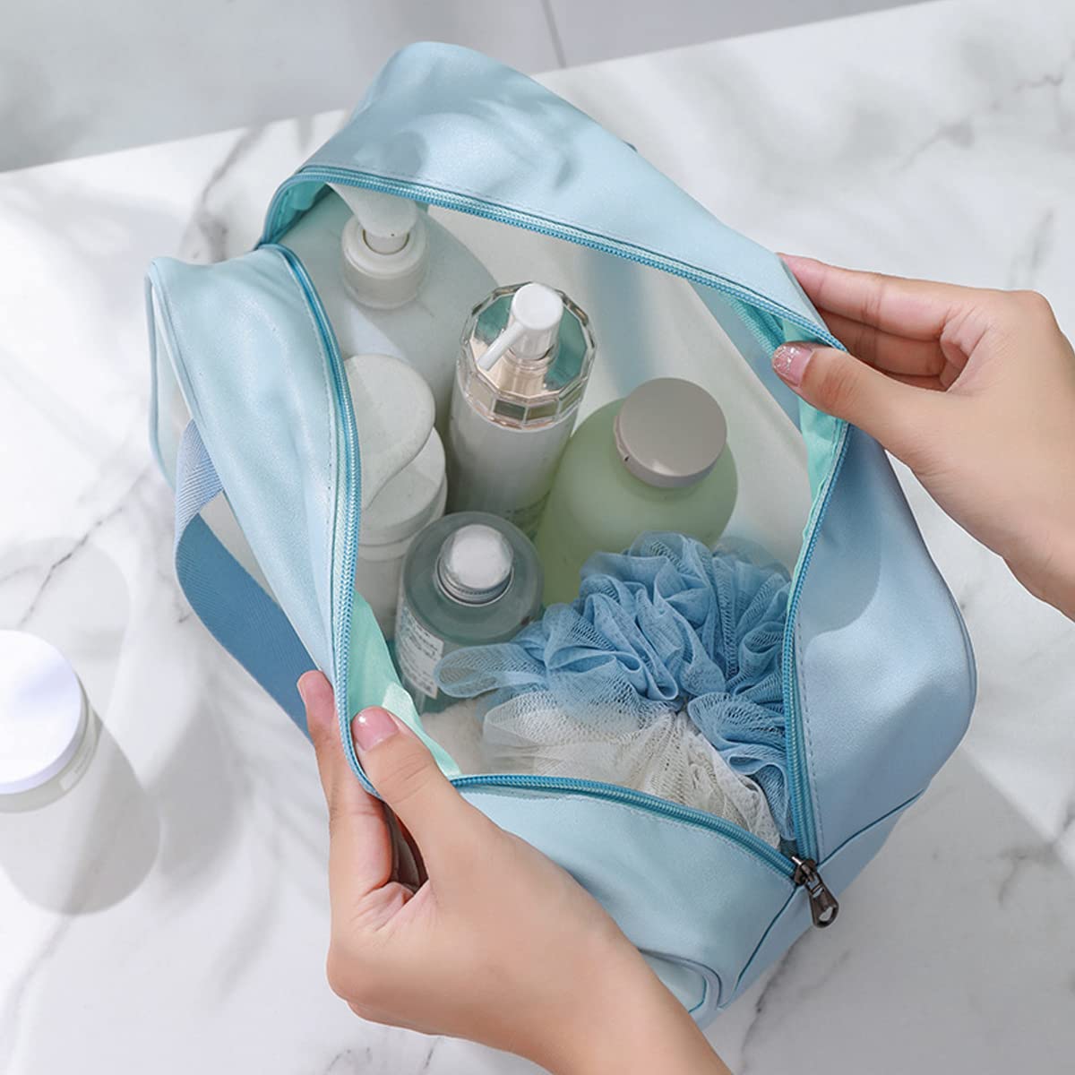 Clear Toiletry Bag Set of 3, Transparent Makeup Cosmetic Bags, Travel Wash Pouch for Women,Waterproof Organizer for Toiletries, Skincare, and Accessories