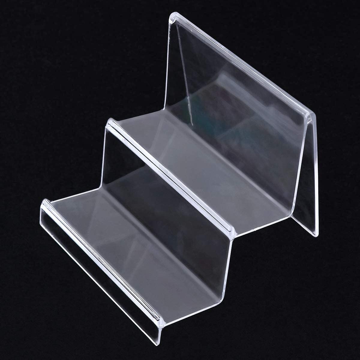Clear Acrylic Desktop Wallet Storage Rack and Display Stand, Tiered Shelf and Purse Organizer for Handbags and Clutches, Durable and Decorative Holder for Retail and Home Use